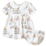 pureborn Baby Girls Dress Cotton Short Sleeve Casual Dress with Bloomer Animal Paradise 12-18 Months