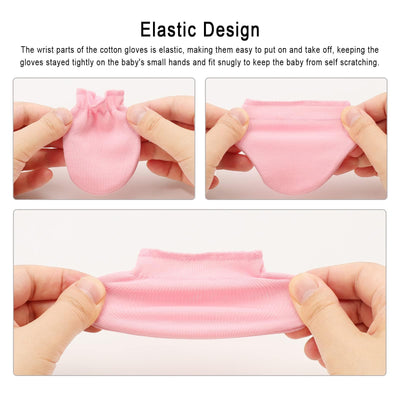 BQUBO Newborn Infant Toddler Mittens No Scratch Cotton Elastic Wrist Gloves Hypoallergenic for 0-6 Months Baby Boys Girls