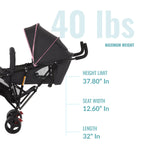 Dream On Me Vista Moonwalk Baby Stroller in Pink, Lightweight Infant Stroller with Compact Fold, Multi-Position Recline Umbrella Stroller with Canopy, Extra Large Storage and Cup Holder