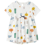 pureborn Baby Girls Dress Short Sleeve Summer Cotton Casual Playwear Dresses Coloful Fox 6-9 Months
