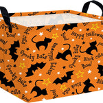 Large Halloween Themed Candy Gift Basket for KidsTrick or Treat Storage Bin Girls Boys Room Décor (Bohemian Bowknot Pumpkin Ghost)