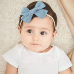 doboi 10PCS Baby Girls Headbands Hair Bows Nylon Cotton Linen Hairbands Handmade Hair Accessories for Newborn Infant Toddlers Little Girl and Kids 3.5Inches