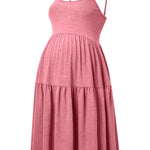 GINKANA Maternity Sleeveeless Swing Dress Knee Length Maternity Spaghetti Strap Dresses Maternity Swing Dress for Daily Wearing,Rose,S