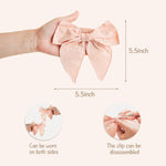 Niceye Fable Girls Hair Bows Cotton Linen Alligator Hair Clips or Little Girls Toddlers Kids Neutral Handmade Hair Accessories - 5.5” bow
