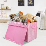 Mayniu Large Toy Storage Box Chest for Girls Kids, Sturdy Toy Box Bin Organizer Baskets with Lid for Living Room, Nursery, Closet, Bedroom, Playroom 25"x13" x16" (Pink)