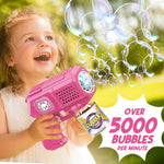 Beria Bubble Guns with Bubble Solution- 3 Pack, Bubbles Gun, Blaster, Blower, Maker, Machine for Boys Girls, Birthday Gifts for Ages 3 4 5 6 7 8 Year Old Kid, Outdoor Toys for Toddlers, Party, Wedding