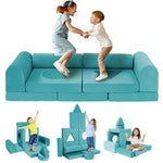 FKSLIFE 11pcs Modular Kids Play Couch Toddler Sectional Sofa DIY Creativing Convertible Play Fort Foam Play Couch Child Floor Folding Sofa for Playroom Bedroom Living Rooms Furniture(Dark Gray)