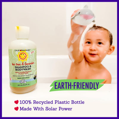 California Baby Tea Tree & Lavender Baby Wash + Baby Shampoo | 100% Plant-Based | Tea Tree Shampoo For Sensitive Skin | Hypoallergenic | 251mL / 8.5oz