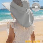 Kids Sun Hat with Neck Flap, UPF 50+, Quick Dry Beach Hat for Baby Boys Girls (US, Age, 2 Years, 8 Years, Light Gray+Navy Blue)