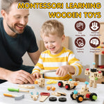 Lehoo Castle Kids Tool Set with Toolbox, Wooden Toys for 3 4 5 Years Old Boy Birthday Gift, Construction Play Tools, STEM Learning Toys for Preschooler, Pretend Play Gifts for Christmas