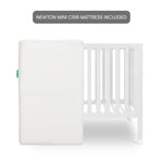 Newton Baby Galileo Mini Crib Solid Beech Wood with Wheels in White Color, Adjustable Mattress Height, Ultra-Safe Non-Toxic Finish, Mini Crib Mattress Included