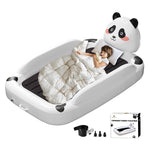 Floisdace Inflatable Travel Bed with High Speed Pump, Portable Kids Air Mattress with Safety Bumpers, Toddler Travel Bed for Trip Camping Sleeplovers, Separate Mattress Design (60"-Panda)