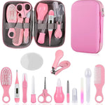 Baby Grooming Kit, Infant Safety Care Set with Hair Brush Comb Nail Clipper Nasal Aspirator,Baby Essentials Kit for Newborn Girls Boys (Pink Baby Grooming kit)
