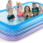 2025 Upgrade Inflatable Pool for Kids and Adults-120"*72"*22" Full-Sized Inflatable Swimming Pool Leakproof Blow Up Above Ground for Backyard Outdoor Garden Summer Water Party Blue