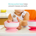 Munchkin Stay Put Munchkin Suction Baby Bowls with Lids - Dishes for Babies and Toddlers, Self-Feeding Bowl Set for Kids 6+ Months, 3 Pack, Pink/Purple