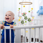 Vicenpal Wildflower Butterfly Baby Mobile for Crib Pink Spring Baby Room Decor Felt Nursery Mobile for Crib Neutral Wooden Handmade Hanging Decoration(Silly Goose)