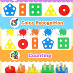 Tonberless Montessori Toys for 1 2 3 Year Old Boy Girl, Toys for Ages 2-4 Toddlers Kids Baby, 1 2 Year Old Boy Girl Birthday Gifts, Wooden Learning Puzzles Shape Sorter Toys for Toddlers 1-3