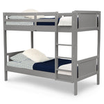 Delta Children Convertible Twin Over Twin Wood Bunk Bed with Ladder and Guardrails – Use as Bunk Bed or 2 Stand-Alone Twin Beds, Grey