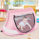 Baby Beach Tent,Large Pop Up Beach Tent Sun Shade for Beach,Portable Baby Travel Tent with Mosquito Net,Indoor Baby Play Tent,UPF 50+ UV Protection Sun Shelters (Pink)