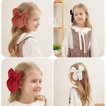 8 Pcs doboi Baby Girls Hair Clips Big Fable Hair Bows Cotton Linen Bows for Girls Hair Accessories for Baby Toddlers Kids-5.5 Inch