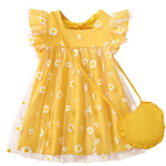 Kucnuzki Toddler Girl Dress 2t 3t Girl Clothes Cute Ruffle Tutu Fairy Princess Yellow Swing Beach Dress for Toddler Summer Two Piece Outfit Casual Sun Dress