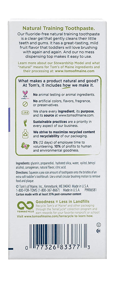 Tom's of Maine Toddlers Fluoride-Free Natural Toothpaste in Mild Fruit Gel, 1.75 Ounce