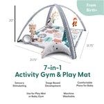 The Peanutshell Unisex Baby Play Gym & 7-in-1 Play Mat - Playmat Baby Toys 0-6, 6-12 Months Tummy Time Mat with Hanging Toys, Soft Padded Mat for Newborns, Infants - Woodland