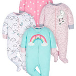 Gerber Baby Girls 4 Pack Sleep 'N Play Footie Cloudy Preemie