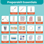 PreparaKit Travel First Aid Kit for Kids - Mini Car, Purse, Backpack, or Diaper Bag 75 Piece Medicine Includes All Essential Medical Supplies TSA-Approved (Teal)