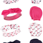 Hudson Baby baby-girls Cotton Headband and Scratch Mitten Set