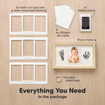 Inkless Hand and Footprint Kit, Boy, Girl, Newborn Keepsake - No Mess Ink Pad for Baby Handprint, Clean Touch Paw Print Kit for Dog Picture Frame, Personalized Baby Christmas Shower Gifts (Ash Wood)