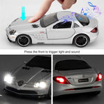 Guarsiliymi SLR Race Car Model, Die-cast 1:32 Scale Toy Cars with Light and Sound, Alloy Pull Back Car for Kids Adults, Collectible Birthday Gift (Silver)