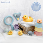 Jool Baby 15-Piece Bathtub Toys Gift Set – Bath Squirts, Rubber Ducks, Whale Fidget Spinner Toy – Bath Toy Storage Organizer Included