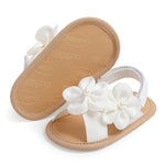 Baby Girls Summer Sandals Flower Bowknot Soft Sole Open Toe Princess Flat Shoes Toddler Prewalker First Walking Shoes (White, Infant, Women, 12 Months, Age Range, US Footwear Size System, 18 Months, Medium)