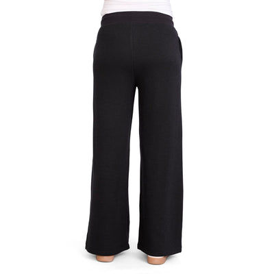Motherhood Maternity Women's Under The Belly Wide Leg Pregnancy Lounge Sweatpants with Drawstring, Black, Large
