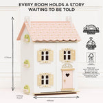 Le Toy Van – Rose Heart Wooden Doll House | Girls & Boys 3 Storey Wooden Dolls House Play Set - Suitable for Ages 3+