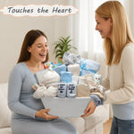 27-Piece Baby Shower Gifts for Boys, Newborn Essentials Must Haves,Large Baby Boy Gift Basket Set Essential Stuff,Gender Reveal Gifts,Rattle Swaddle,Blue,Baby Registry Search,Diaper Caddy Organizer