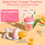 WAJIAYON Baby Fruit Feeder Pacifier | Infant Food Feeder Pacifier & Baby Food Dispensing Spoon | Mesh Fresh Fruit Teethers for Babies | Infant Teething Feeders Shower Gifts for Boys and Girls(Blush)