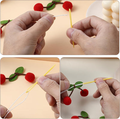TOTIEJFJ Colorful Cherry Garland Decoration (3string X 6.6ft) - DIY Pom Pom Fruit Cherry Hanging for Kids Bedroom Kitchen Decoration Baby Shower Party Favor