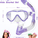 Seago Kids Snorkel Set Dry Top Snorkel Mask Snorkeling Gear for Kids Boys Girls Youth, No Leak Comfy Mouthpiece Anti-Fog 180° Panoramic View Scuba Diving Swim Pool Equipment Snorkeling Kit