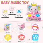 Baby Bilingual Musical Elephant Stuffed Animals Toys,Infant Early Learning Toy with Light-Up Music & Crinkle,Tummy Time Toys for 0 3 6 9 12+ Months for Baby Boy Girl Gift,Pink