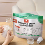 dearlomum Microwave Steam Sterilizer Bag for Baby Bottles 8 Count (20 Uses Per Bag), Reusable Travel Sterilization Pouches, Disinfection Container for Baby Pacifiers and Breast Pump Accessories