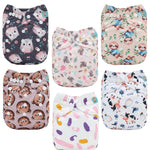 ALVABABY Baby Cloth Diaper 6 Pack with 12 Inserts One Size Cloth Diaper Covers Adjustable Washable Reusable for Baby Girls and Boys