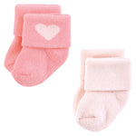 Hudson Baby Infant Girl Cotton Rich Newborn and Terry Socks, Little Love, 0-6 Months