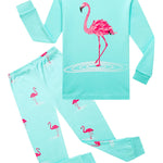 Little bety Girls Flamingo Long Sleeve Pajamas Toddler Girls Cotton Pjs Long Shirts Clothes 3T Blue