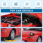 FRJV Car Toys for Boys 1 32 Diecast Cars Metal Toy Car,Collectibles Model Car Kits for Adults and Kids,Pull Back Cars with Lights and Sounds,Toy Cars for Boys Age 4-7（Red）