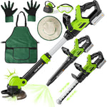 UPGRADED Kids Tool Set, 3-IN-1 Toddler Power Garden Tools with Sounds & Lights, Volume+/-, Toy Weed Wacker, Leaf Blower & Hedge Trimmer, Hat, Gloves, Apron, Toy Tools Christmas Birthday Gifts for Boys