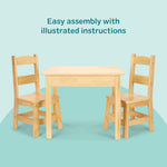 Melissa & Doug Solid Wood Kids Table and Chairs (2), Premium Quality Wooden Toddler Table and Chair Set for Kids Playroom Furniture & Montessori Classroom Furniture for Boys & Girls Ages 3+