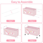 GRANNY SAYS Toy Box for Boys Girls, Extra Large Toy Chest Storage with Wheels, Metal Kids Toy Storage Organizer for Living Room Storage, 135L Toy Bins for Kids Organizer Stuffed Animals, Pink