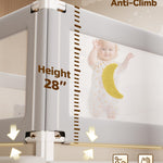 3 Piece Full Size Bed Rails for Toddlers, No-Drill Needed Baby Bed Rail Guard with Height Adjustable, Thickened Child Safety Side Railing Guards/Bedrail for Kids,Grey Bear Cute Design, 54x78.7x78.7in